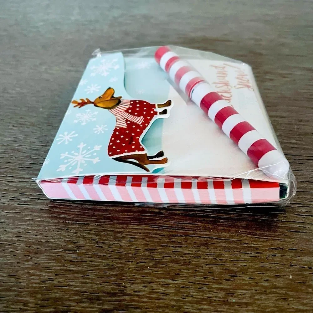 Dachshund Through The Snow Christmas Dog Notepad Gift Set